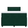 vidaXL Pat box spring cu saltea, verde &icirc;nchis, 120x200 cm, catifea