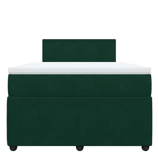 vidaXL Pat box spring cu saltea, verde &icirc;nchis, 120x200 cm, catifea
