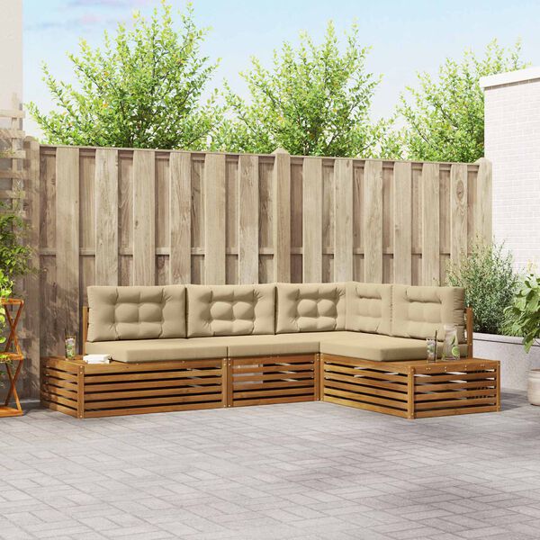 vidaXL Set de canapele de exterior cu pernă 4 Bucată Natural și Bej