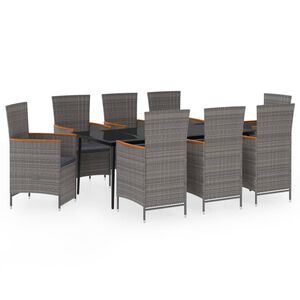 vidaXL Set de mobilier pentru grădină, cu perne, 9 piese, gri