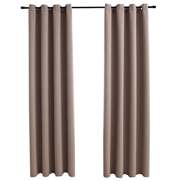 vidaXL Draperii opace cu inele metalice, 2 buc., gri taupe, 140x245 cm