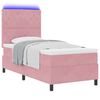 vidaXL Pat cu arc LED cu saltea cu headboard Roz 90 x 200 cm țesătură