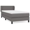 vidaXL Pat box spring cu saltea, gri, 90x190 cm, piele ecologică