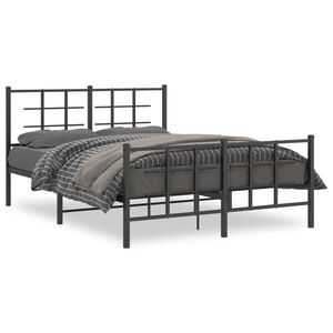 vidaXL Cadru pat metalic cu tăblie de cap/picioare, negru, 140x190 cm