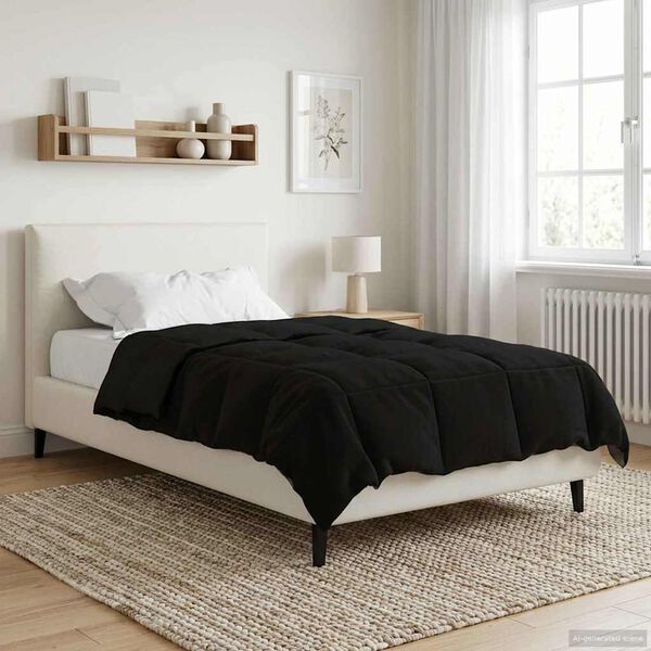 vidaXL Duvet de iarnă Patos Negru 140 x 220 cm Microfibră