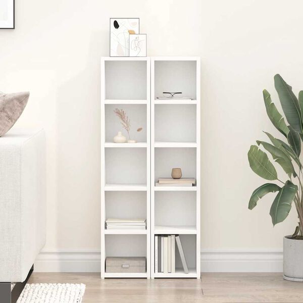 vidaXL Dulapuri CD-uri, 2 buc., alb, 21 x 16 x 93,5 cm, PAL