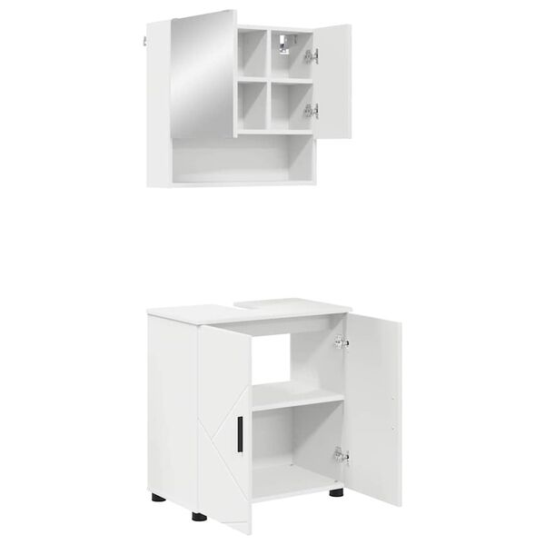vidaXL Set de mobilier pentru baie 2 pcs Alb Lemn compozit & Metal