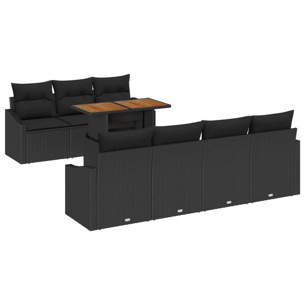 vidaXL Set de canapele pentru grădină 8 pcs Negru Rattan poli