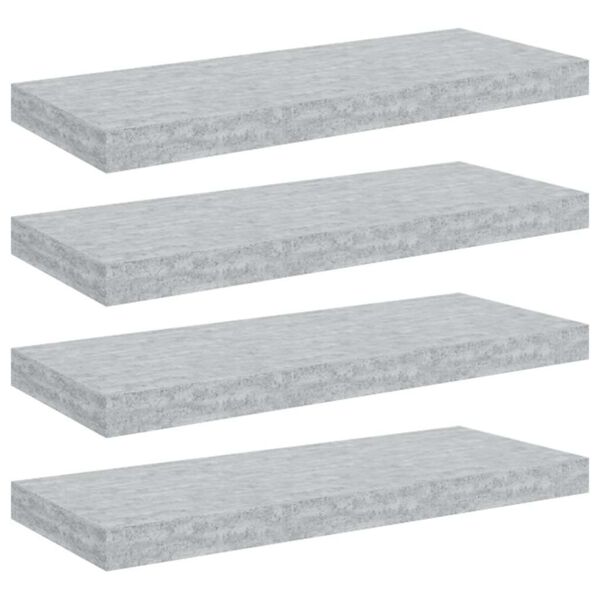 vidaXL Rafturi de perete, 4 buc., gri beton, 60x23,5x3,8 cm, MDF