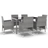 vidaXL Set mobilier grădină, 5 piese, gri, poliratan/sticlă tratată