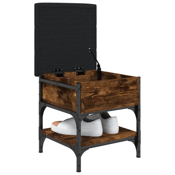 vidaXL Bancă de pantofi, stejar fumuriu, 42x42x45 cm, lemn prelucrat