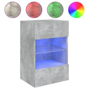 vidaXL Comodă TV de perete cu lumini LED, gri beton, 40x30x60,5 cm