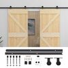 vidaXL Ușă glisantă 2 pcs Natural și Negru Lemn masiv de pin