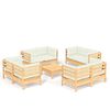 vidaXL Set mobilier grădină cu perne, 9 piese, crem, lemn de pin