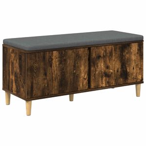 vidaXL Bancă pentru hol cu pernă cu ușă Stejar fumuriu 60 x 38 x 46 cm