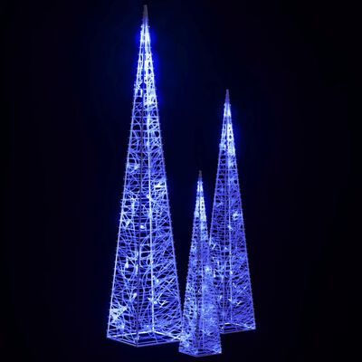 vidaXL Set conuri decorative cu LED-uri albastru 30/45/60 cm acrilic