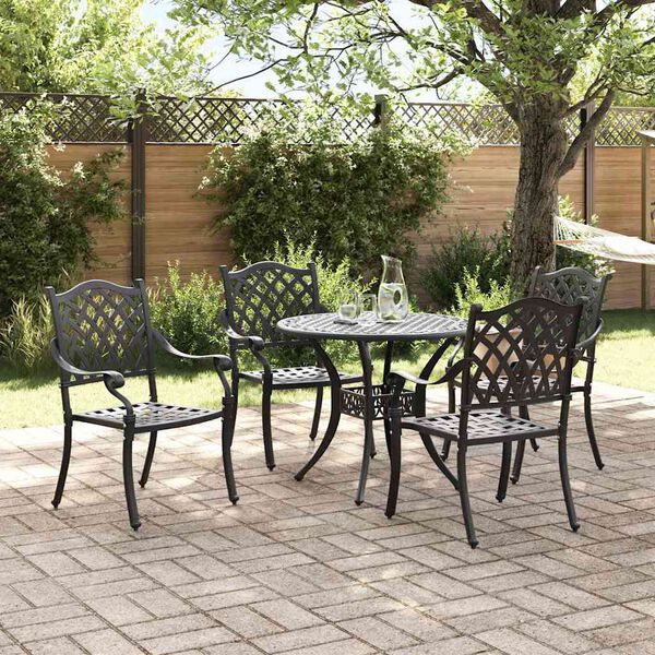 vidaXL Set de masă pentru grădină 5 pcs Negru 90 x 90 x 75 cm