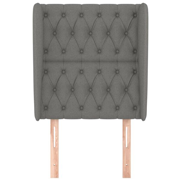 vidaXL Tăblie de pat cu aripioare gri &icirc;nchis 83x23x118/128 cm textil