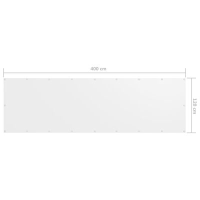 vidaXL Paravan de balcon, alb, 120 x 400 cm, țesătură oxford