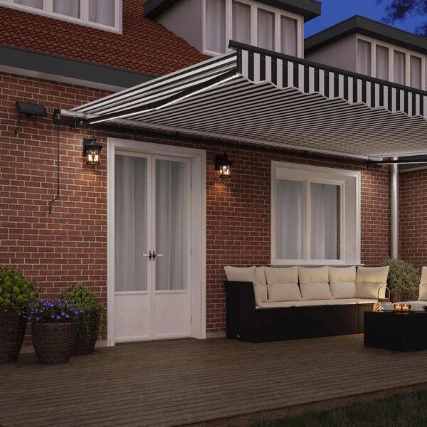 vidaXL Copertină retractabilă manual cu LED, antracit/alb, 500x300 cm