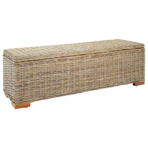 vidaXL Ladă depozitare natural 110 cm ratan kubu natural/lemn mahon