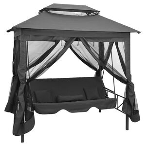 vidaXL Balansoar extensibil cu copertină antracit 220x160x240 cm oțel