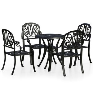 vidaXL Set mobilier bistro, 5 piese, negru, aluminiu turnat