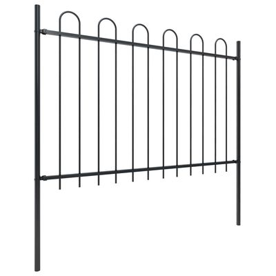 vidaXL Gard de grădină cu vârf curbat, negru, 10,2 m, oțel