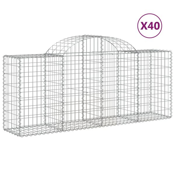vidaXL Coșuri gabion arcuite 40 buc, 200x50x80/100 cm, fier galvanizat