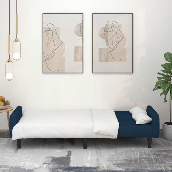 vidaXL Canapea extensibilă cu 2 locuri, albastru, catifea