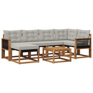 vidaXL Set de canapele de exterior 7 pcs Natural și gri deschis
