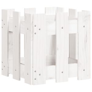 vidaXL Jardinieră grădină design gard, alb, 30x30x30 cm lemn masiv pin