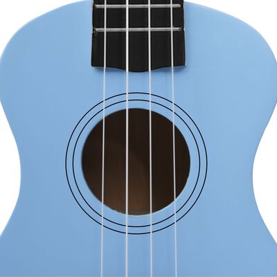 vidaXL Set ukulele Soprano pentru copii, cu husă, bleu, 21"