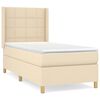 vidaXL Pat box spring cu saltea, crem, 90x190 cm, textil
