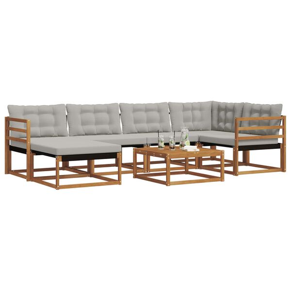 vidaXL Set de canapele de exterior 7 pcs Gri natural și deschis