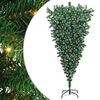 vidaXL Brad de Crăciun artificial cu design cu susul &icirc;n jos și set de globuri