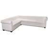 vidaXL Canapea colțar Chesterfield, piele artificială, 6 locuri, alb