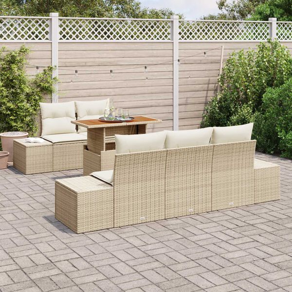 vidaXL Set de canapele pentru grădină 6 pcs Bej Rattan poli