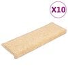 vidaXL Covorașe pentru scări, 10 buc., 65x21x4 cm, margini dreptunghiulare, crem
