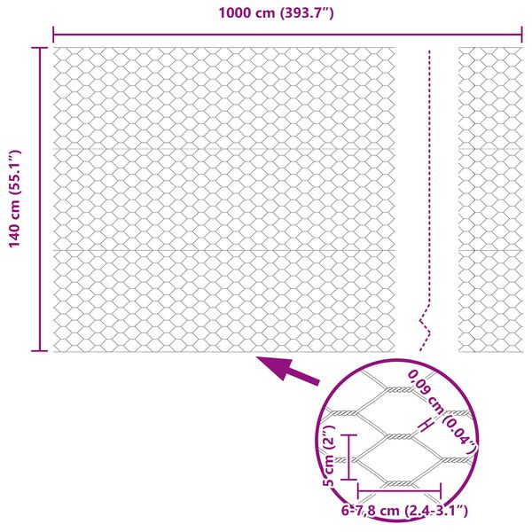 vidaXL Gard hexagonal Verde 1.4 x 10 m Oțel