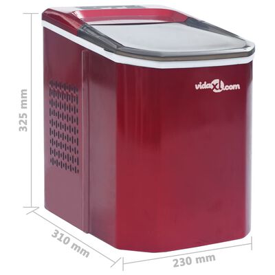 vidaXL Aparat de făcut cuburi de gheață, roșu, 1,4 L, 15 kg / 24 h