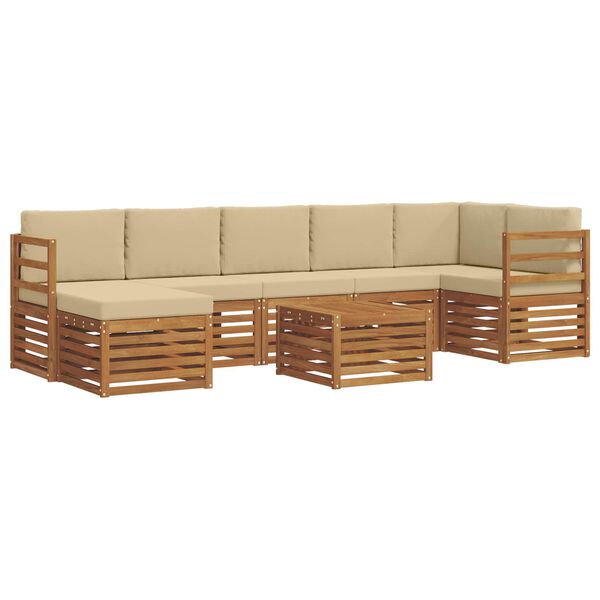 vidaXL Set canapea sectională cu pernă 8 pcs Natural și Bej