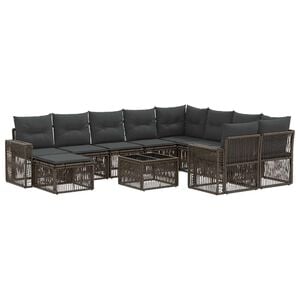 vidaXL Set de canapele pentru grădină 11 buc. Gri poliratan
