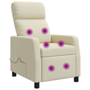 vidaXL Reclinabil cu masaj Crem Piele artificială