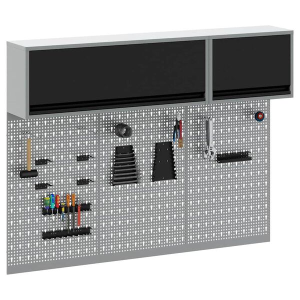 vidaXL Set dulap de unelte 5 pcs Negru Oțel vopsit electrostatic