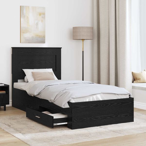vidaXL Cadru de pat cu sertar cu headboard cu depozitare Lemn compozit