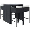vidaXL Set mobilier bar de grădină cu perne, 5 piese, negru, poliratan