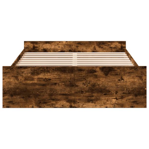 vidaXL Cadru pat cu sertare stejar fumuriu 120x190 cm lemn prelucrat