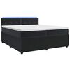 vidaXL Pat boxspring cu saltea cu benzi LED Negru 200 x 200 cm Catifea