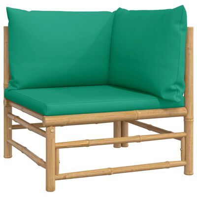 vidaXL Set mobilier de grădină cu perne verzi, 8 piese, bambus